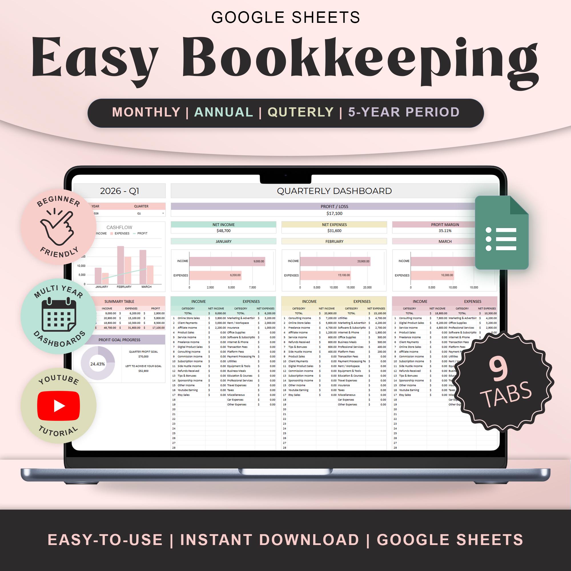 Small Business Bookkeeping Spreadsheet Google Sheets Template Sales ...