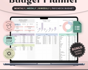 Budget Planner Google Sheet Monthly Budget Spreadsheet Paycheck Budget Simple Weekly Financial Planner Beginners Expense Tracker Template