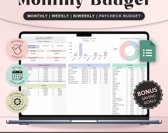 Monthly Budget Spreadsheet Google Sheets Template Easy Simple Budget by Paycheck Planner Personal Finances Biweekly Budget Tracker Beginners