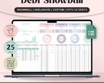 Debt Snowball Calculator Google Sheets Debt payoff Tracker Spreadsheet Personal Finance planner Debt Repayment Tracker Loan Credit Card
