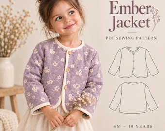 Patrón de costura para chaqueta infantil, patrón de chaqueta para niñas, chaqueta acolchada infantil, patrón de chaqueta polar de invierno para niñas (apto para principiantes)