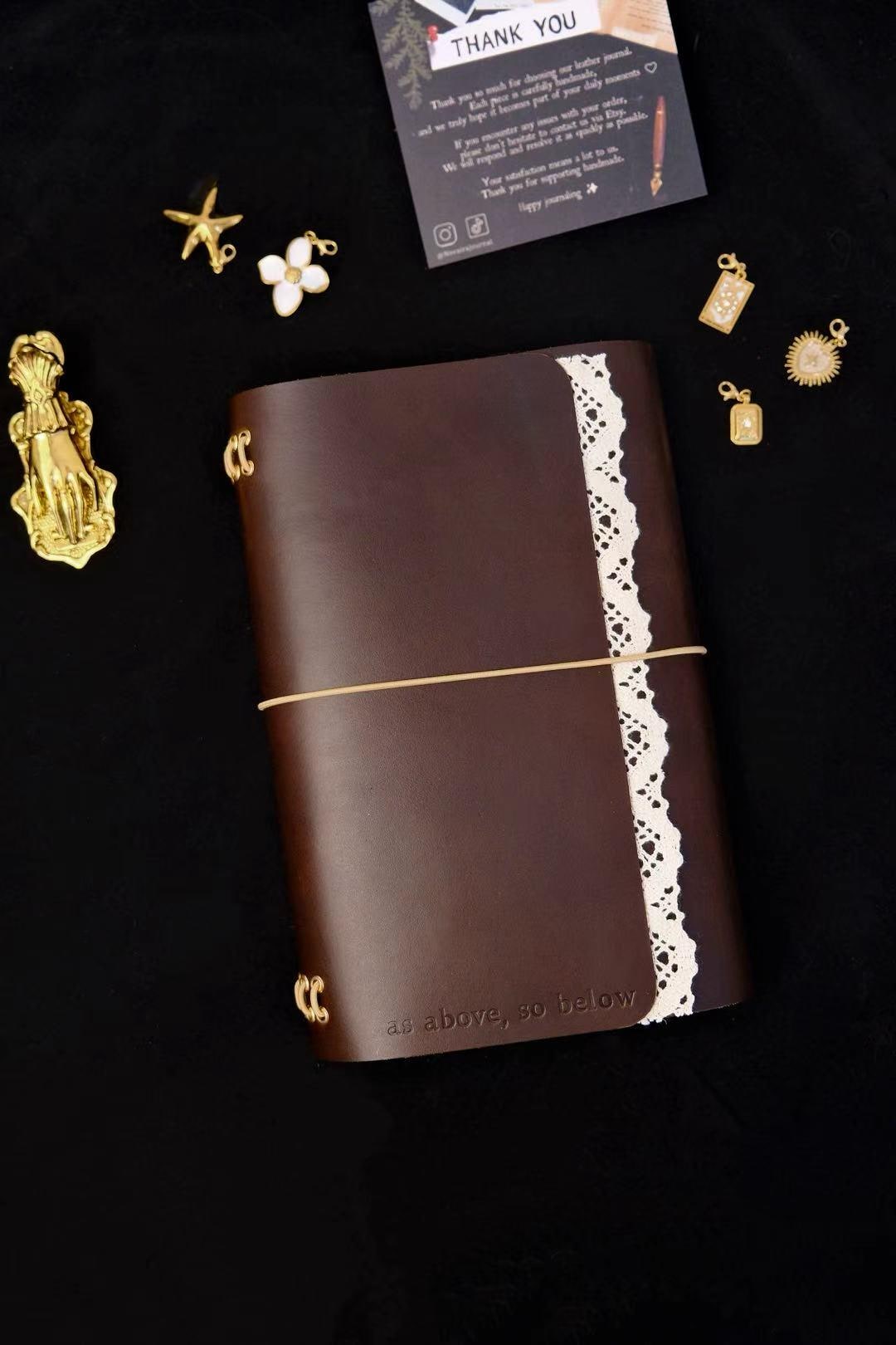 Trifold Personalized A5 Trifold Vegetable Tanned Leather Journal: Refillable Traveler's Journal-foil Stamping - Etsy