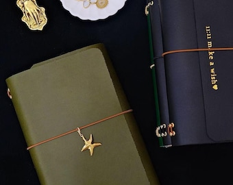 Personalized A5 Trifold Vegetable Tanned Leather Journal: Refillable Traveler's Journal-Foil stamping