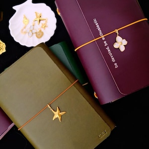 Personalized A5 Trifold Vegetable Tanned Leather Journal: Refillable Traveler's Journal-Foil stamping image 2