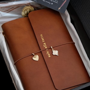 Personalisiertes A5 Trifold Pflanzlich gegerbtes Leder Journal: Nachfüllbares Traveler's Journal-Foil stamping Bild 19