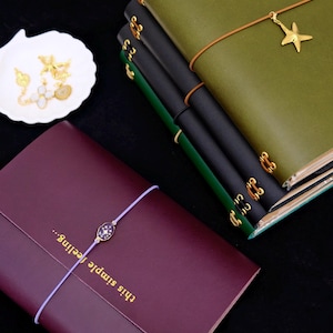 Personalized A5 Trifold Vegetable Tanned Leather Journal: Refillable Traveler's Journal-Foil stamping image 3