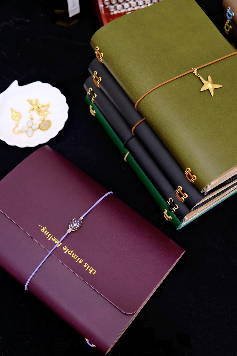 Personalized A5 Trifold Vegetable Tanned Leather Journal: Refillable Traveler's Journal-Foil stamping image 3