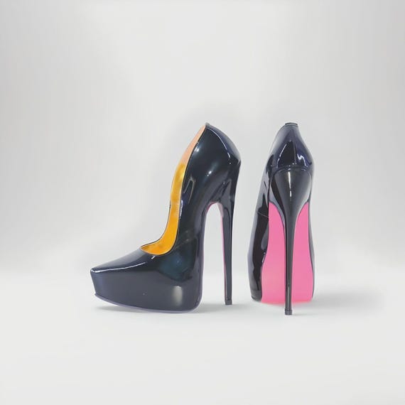 Handmade Leather Platform Stiletto Pumps | Retro Pink Sole Heels