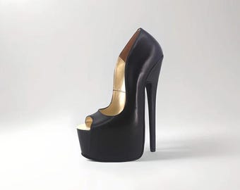 Real Leather 20cm Stiletto Heels Platform Pumps | Custom Soles