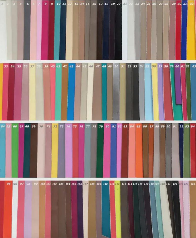 Custom shoe color chart with different colors and shades for designing women’s and men’s shoes.