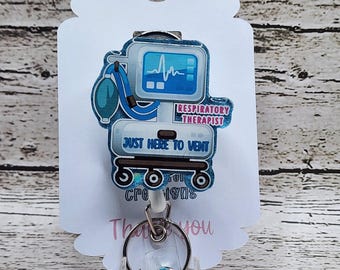 Funny Respiratory Therapist Badge Reel | "Just Here to Vent" RT Gift