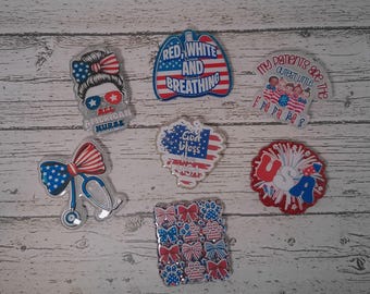Patriotic Badge Reels for Nurses – USA Themed Healthcare ID Holder