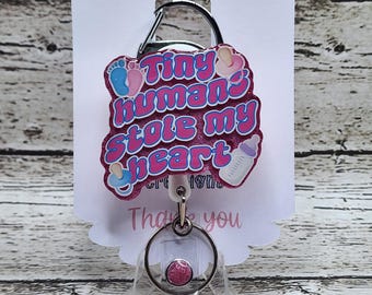 Tiny Human Stole My Heart Badge Reel | NICU Nurse Gift