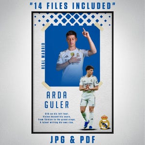 Arda Güler Poster | Real Madrid Football Wall Art | 14 Digital Files (Digital Download)