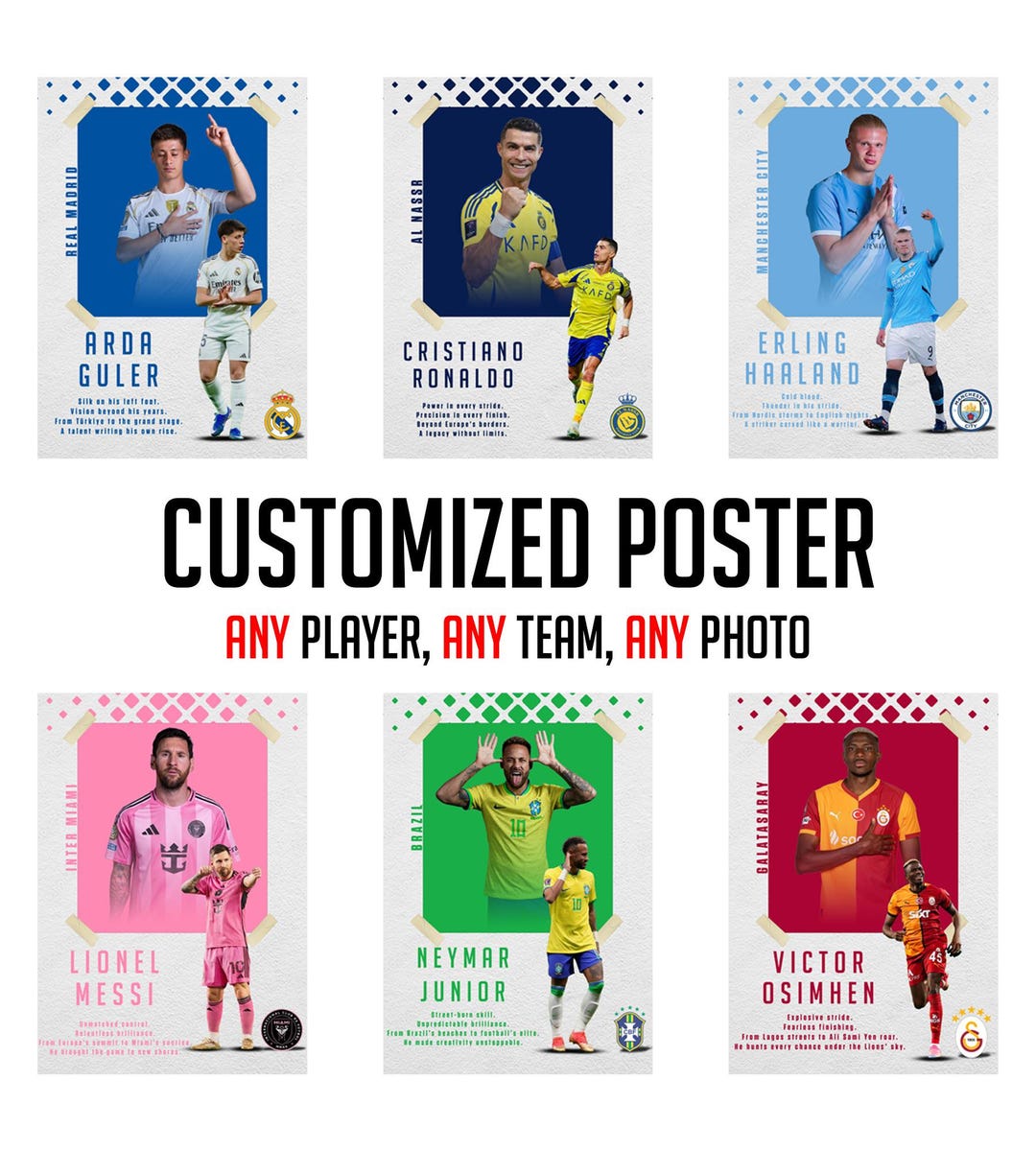 Custom Football Player Poster, Personalized Sports Wall Art (digital ...