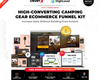 GoHighLevel Camping Gear Funnel Template | Folding Shovel eCommerce Sales Funnel | GHL eCommerce Landing Page | Figma + Commercial License
