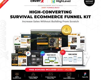 GoHighLevel Survival Product Funnel Template | Camping Gear eCommerce Sales Funnel and Landing Page | Figma File + Commercial License