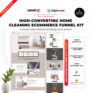 GoHighLevel Home Cleaning Funnel Template + Figma File + Commercial License | Spray Mop eCommerce Sales Funnel | Home Cleaning Landing Page