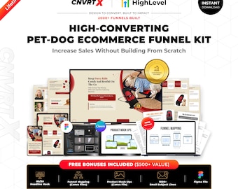 GoHighLevel Pet eCommerce Funnel Template | Dog Product Sales Funnel | GHL eCommerce Landing Page | Figma Source File | Commercial License