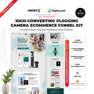 GoHighLevel Creator Tools Funnel Template + Figma File + Commercial License | Vlogging Camera eCommerce Sales Funnel | GHL  Landing Page
