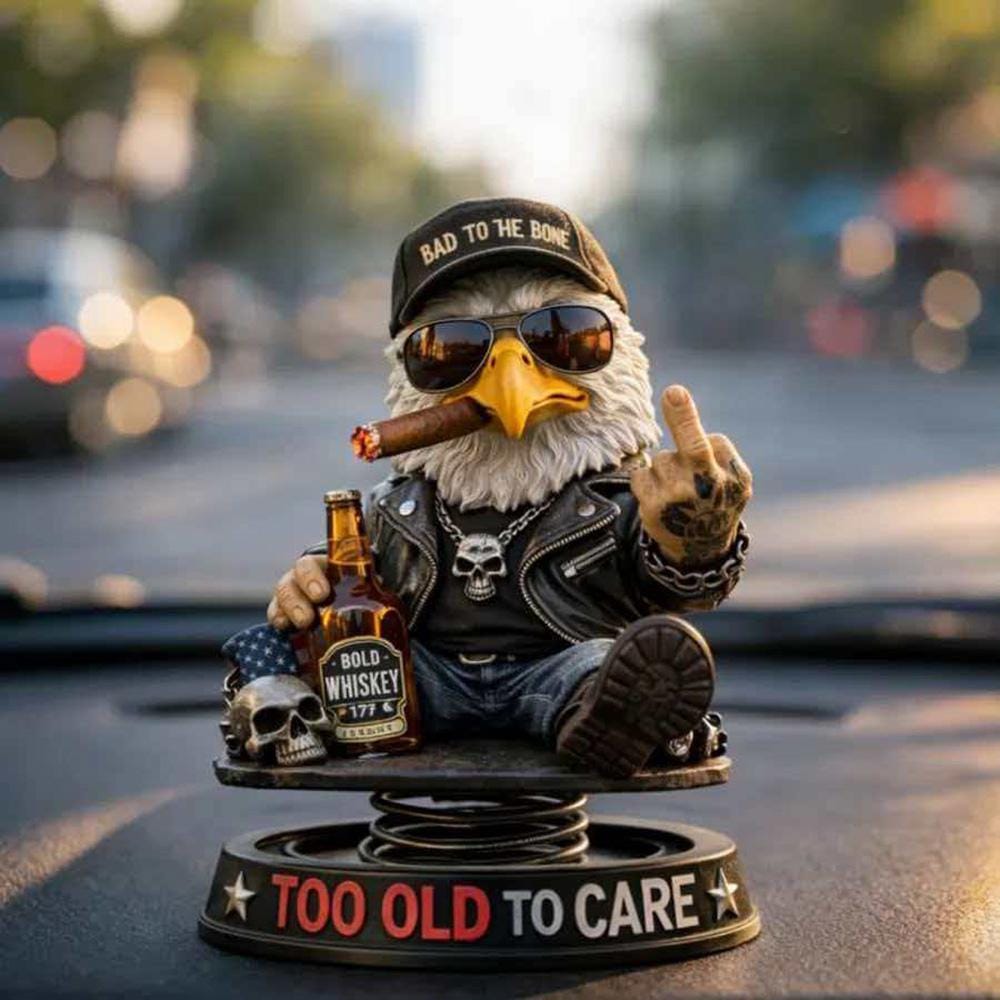 Too Old to Care Bobblehead - Funny Middle Finger Bulldog Car Decor