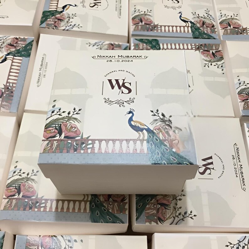 Custom Nikkah Favor Boxes - Peacock Theme Islamic Wedding Gift - Etsy ...