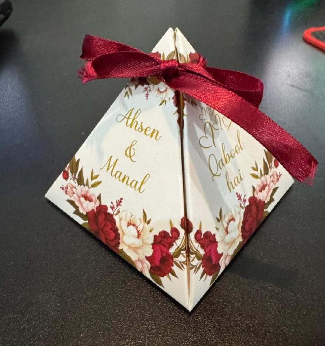 Personalized Nikkah Mubarak Favor Boxes - Floral Pyramid Design - Etsy