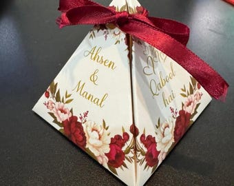 Coffrets personnalisés Nikkah Mubarak - Motif floral pyramidal