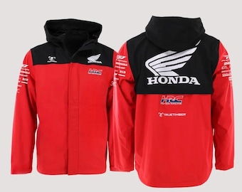 Honda HRC Racing Jacket, Red Black Lightweight Windbreaker, Sport Fit Autumn Wear