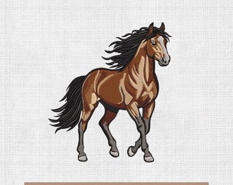Running Horse Embroidery Design Western Mustang Stallion Machine Embroidery File