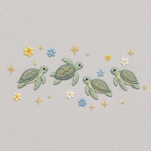 Sea Turtle Embroidery Design, Baby Turtle Machine Embroidery File, Ocean Animal Embroidery Pattern, Coastal Nursery Stitch Design