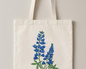 Blue Lupine Embroidery Design, Wildflower Embroidery File