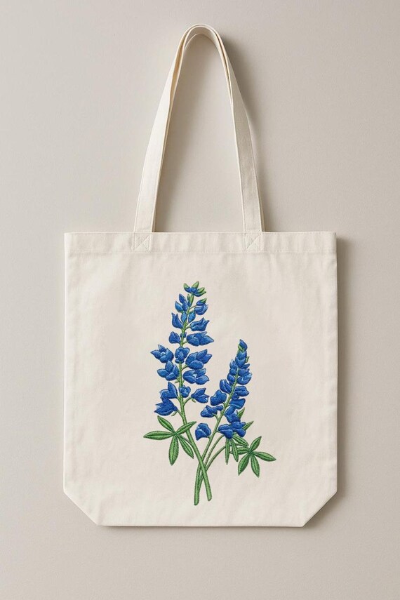 Blue Lupine Embroidery Design, Wildflower Embroidery File