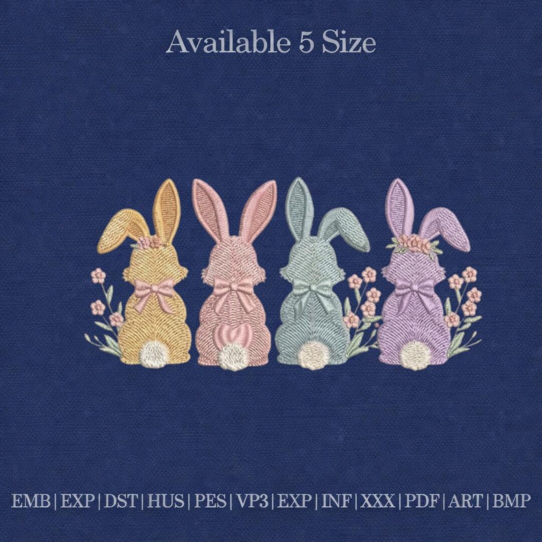 Easter Bunny Embroidery Design, Pastel Bunny Embroidery File, Cute ...