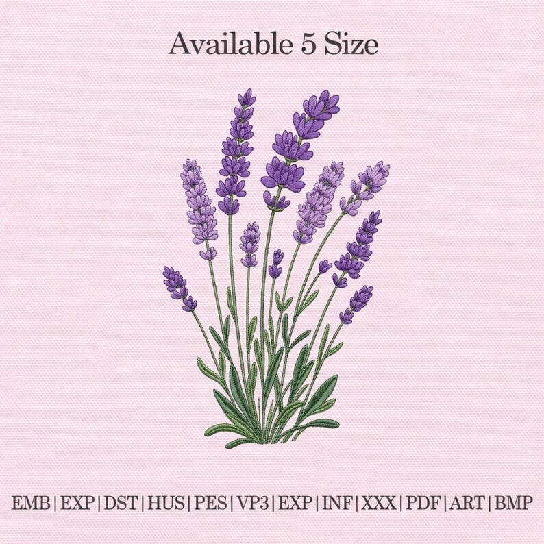 Lavender Flower Embroidery Design, Botanical Lavender Machine ...