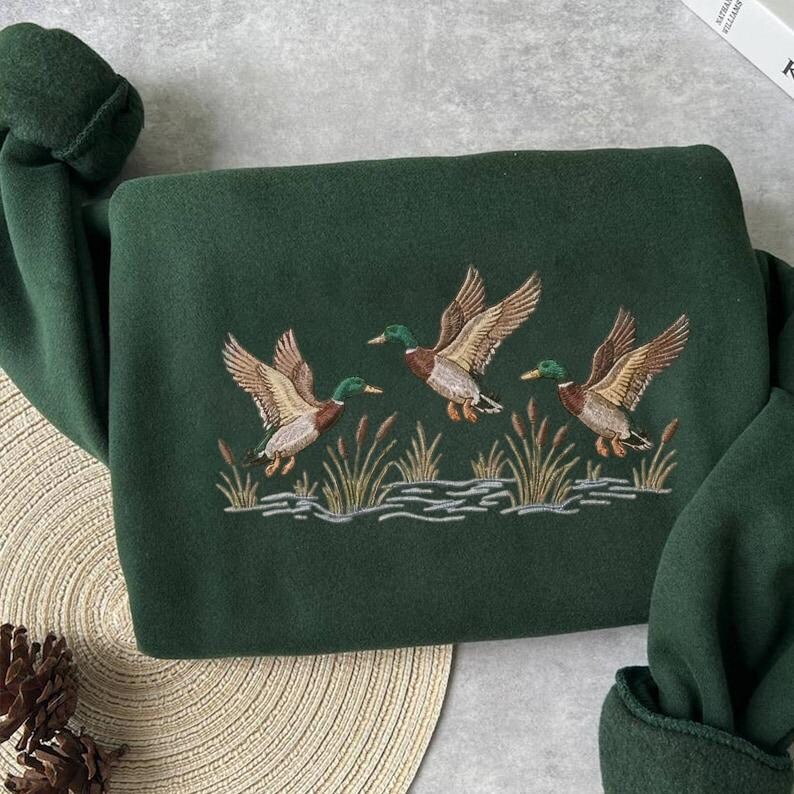 Flying Ducks Embroidery Design, Mallard Duck Embroidery File, Hunting Duck Machine Embroidery Pattern, Wildlife Duck Embroidery Design image 3