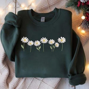Broderidesign för prästkrageblomma, enkel broderifil med vildblomslinje, sött maskinmönster för blommor, vårstygnsträdgårdsdekor