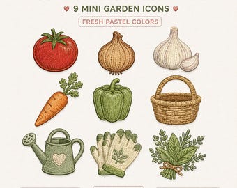 Garden Harvest Embroidery Bundle, Vegetable Embroidery Design, Farmhouse Garden Bundle, Gardening Embroidery Files, Fresh Produce Pattern