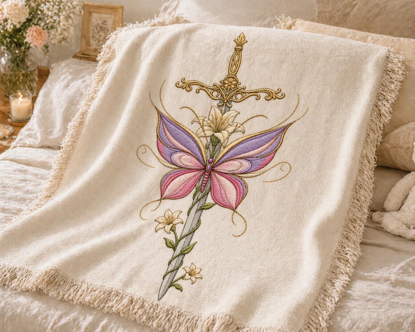 Sword Embroidary Butterfly Sword Embroidery Design, Fantasy Floral Blade Digital ...