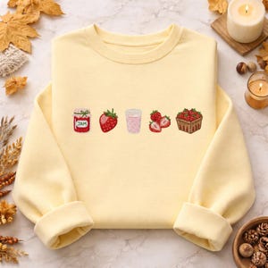 Paquete de diseños de bordado de fresas, bordado de fruta de mermelada de fresa, archivo de bordado de comida linda, diseño de fruta de verano, bordado a máquina imagen 5