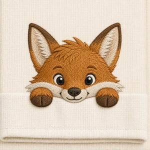 Fox Peeker Embroidery Design, Cute Fox Face Machine Embroidery File, Woodland Animal Digital Download, Baby Fox PES DST EXP