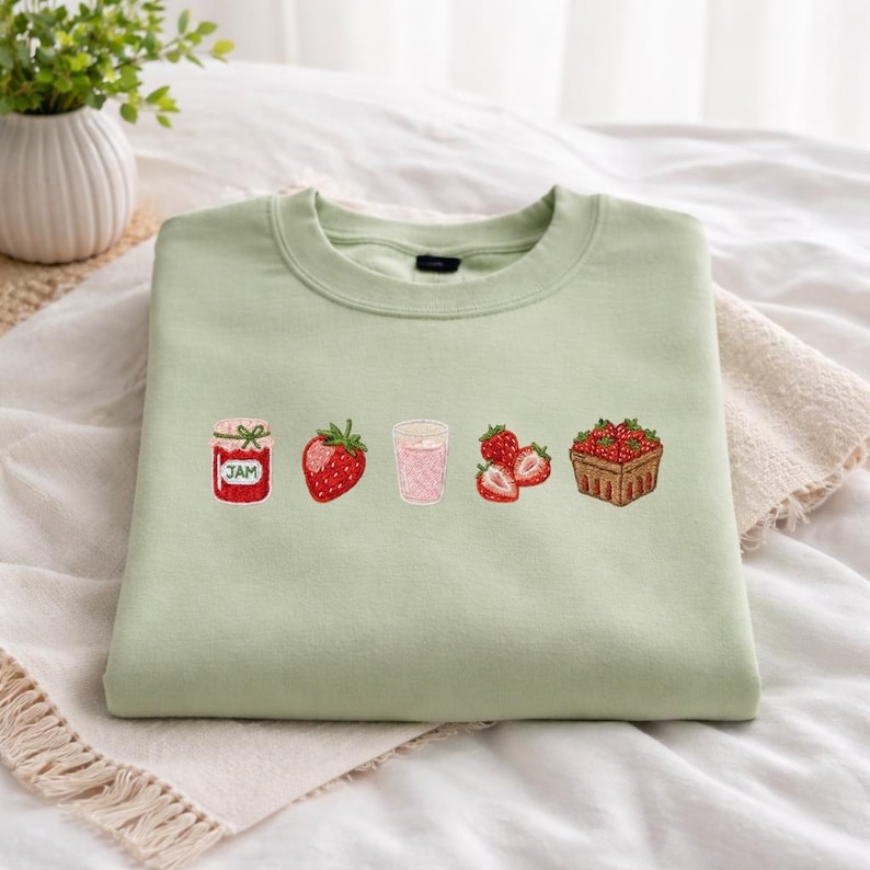 Paquete de diseños de bordado de fresas, bordado de fruta de mermelada de fresa, archivo de bordado de comida linda, diseño de fruta de verano, bordado a máquina imagen 2