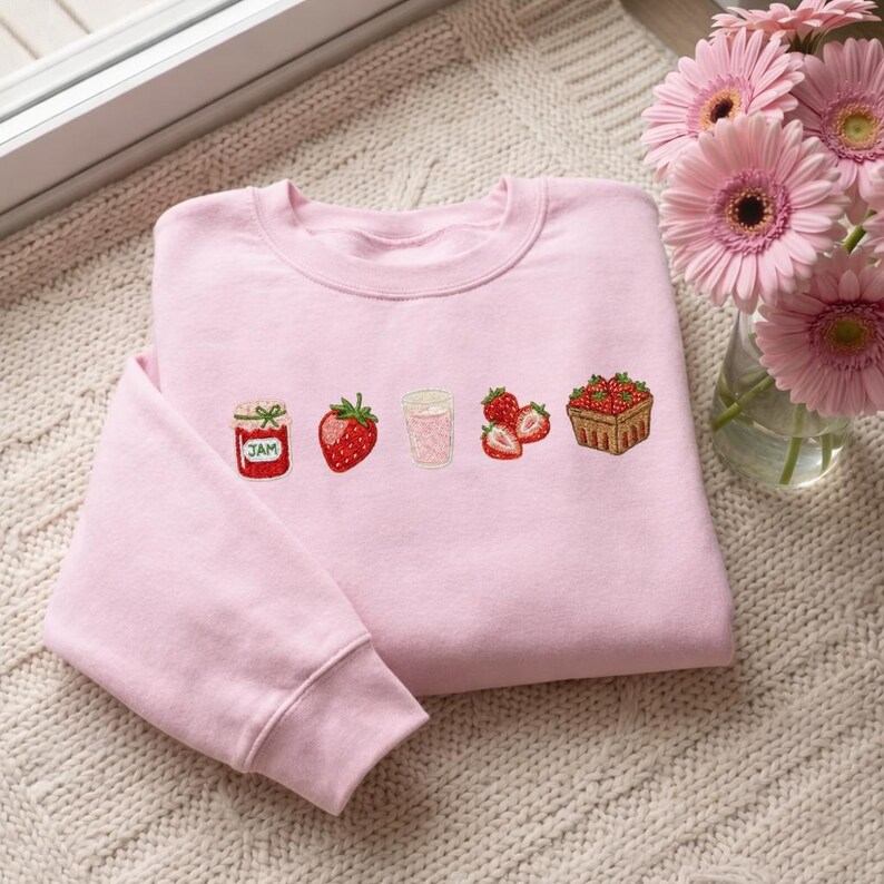 Paquete de diseños de bordado de fresas, bordado de fruta de mermelada de fresa, archivo de bordado de comida linda, diseño de fruta de verano, bordado a máquina imagen 3