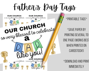 Etiquetas de regalo del Día del Padre, Etiquetas de regalo para regalos de la Iglesia, Etiquetas de regalo del Día del Padre de la Iglesia