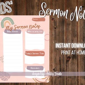 Printable Sermon Notes For Kids