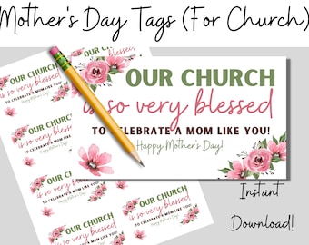 Etiquetas de regalo para el Día de la Madre para regalos de la iglesia, etiquetas imprimibles para el Día de la Madre