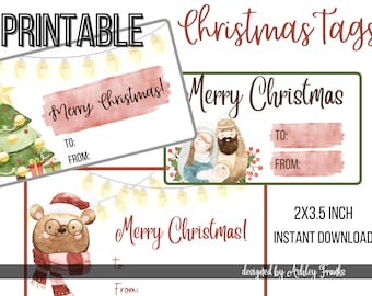Christmas Gift Tags, Nativity Scene tags, Christmas Tree Tags, Christmas Bear Tags, Three Designs Included *Instant Download*