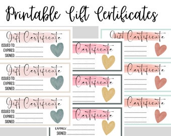 Certificado de regalo para pequeñas empresas, certificados de regalo imprimibles, cabe en un sobre estándar