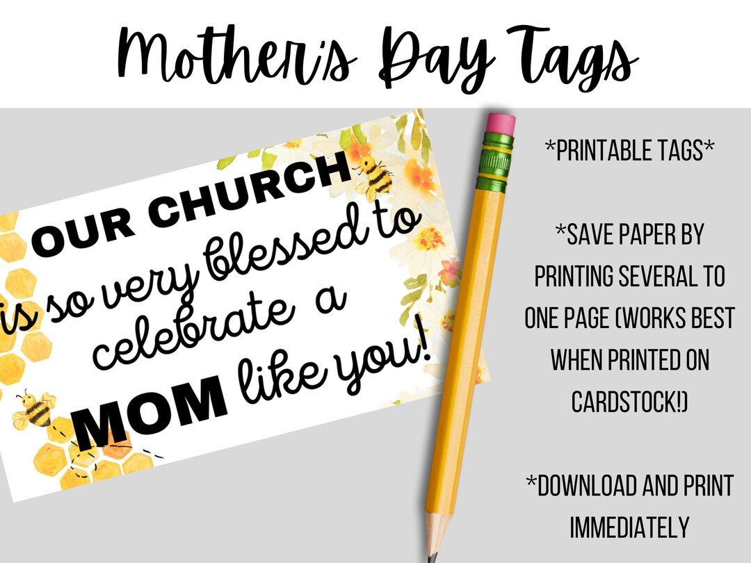 Mother's Day Gift Tags for Church Gifts, Mother's Day Tags for Church