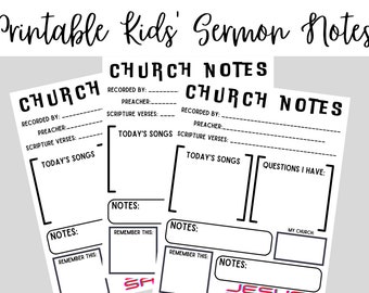 Sermon Notes For Kids, Printable Sermon Notes Pages, Kid's Church Notes Printable